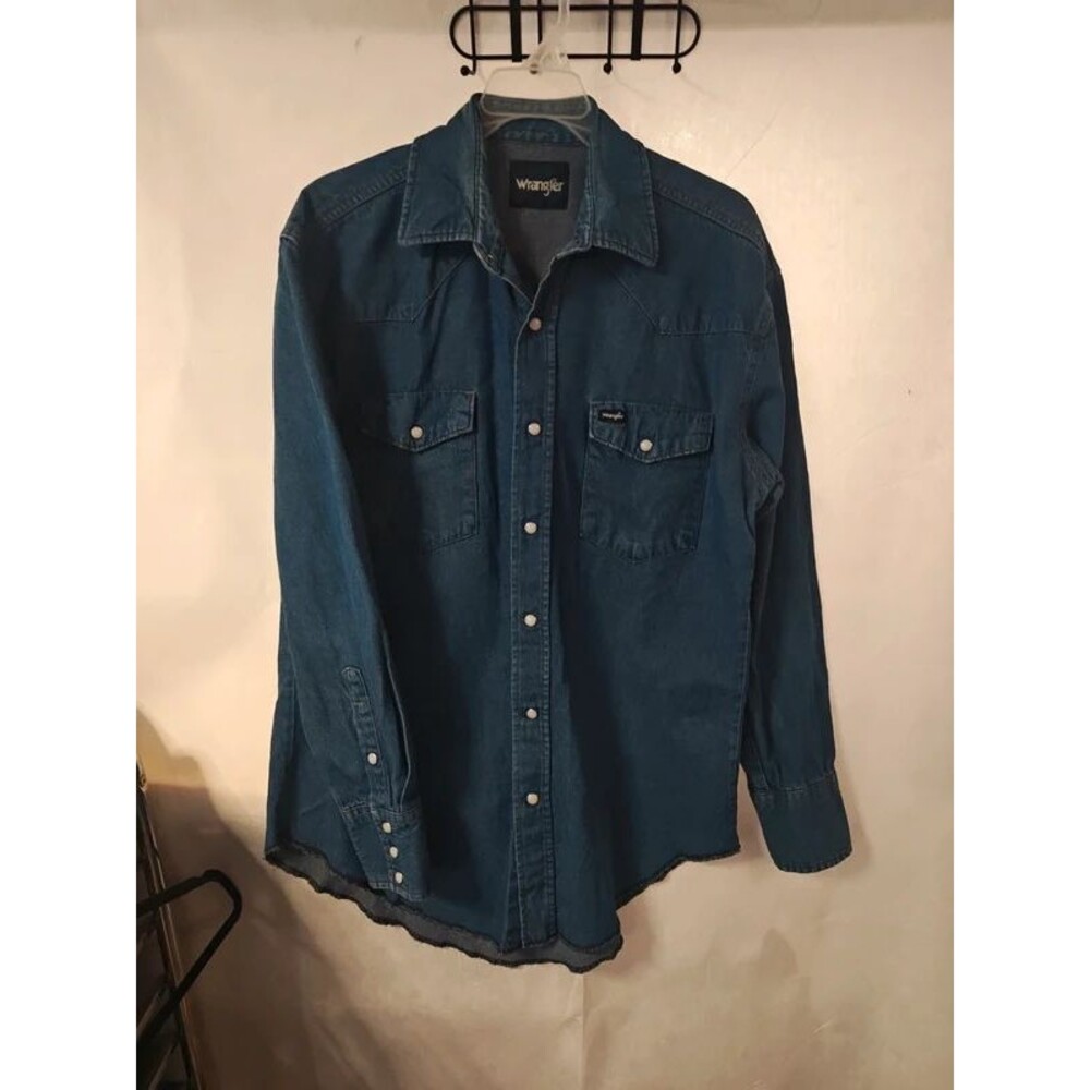 Men's Wrangler Long Sleeve Pearl Snap Denim Western Shirt